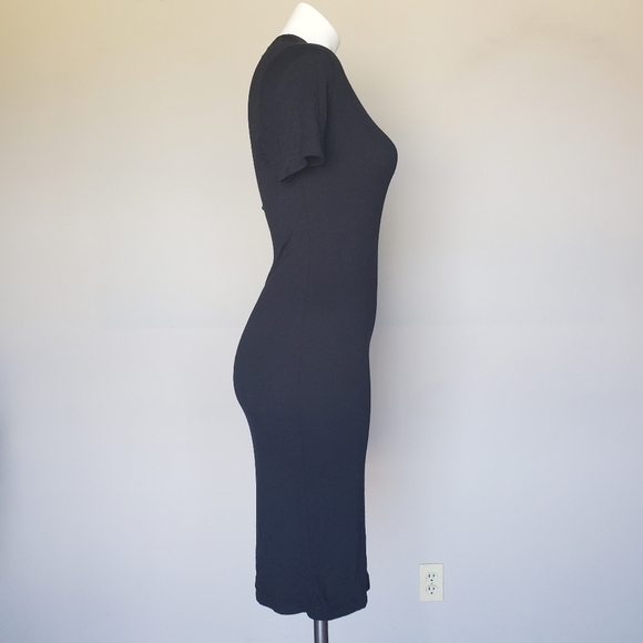 John Elliott Ribbed Knit Asymmetrical Dress Black Date Night LBD Minimalist M - Picture 9 of 13